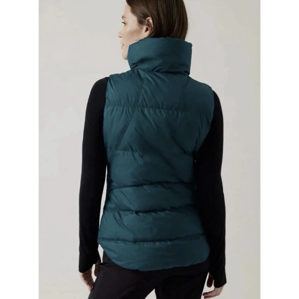 Athleta Downtown Down Puffer Vest Women’s XL Teal Full Zip - Picture 7 of 10